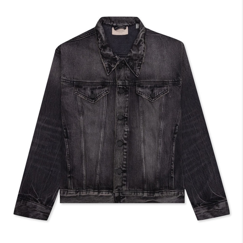 Fear Of God Essentials faded black denim jacket